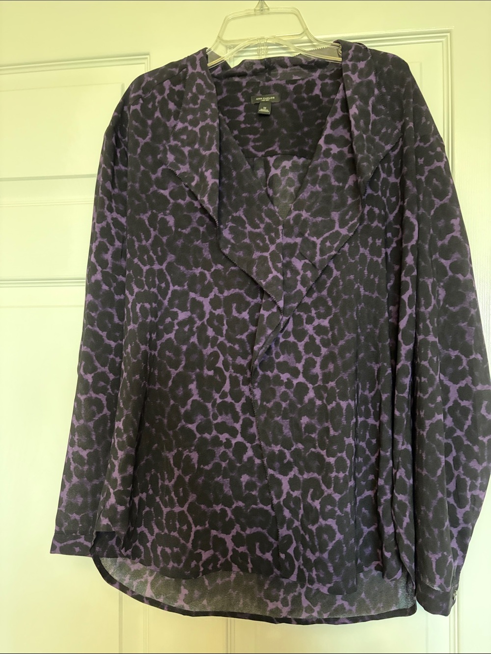 Ann Taylor Black and Purple Animal Print Top